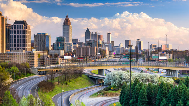 Atlanta, Georgia, USA downtown skyline (photo via SeanPavonePhoto/iStock/Getty Images Plus)