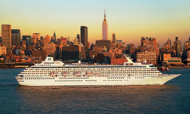 Crystal Symphony sailing out of New York City.