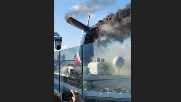 Carnival cruise ship on fire, fire, cruise ship fire, Carnival Freedom
