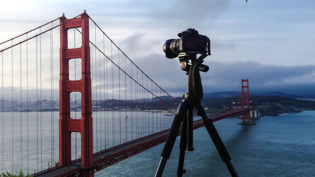 Photographing the Golden Gate Bridge in San Francisco, California.