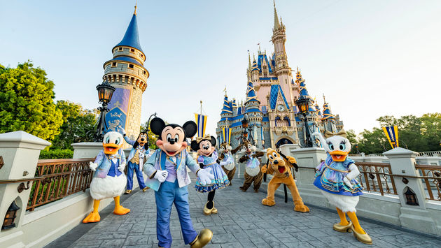 Walt Disney World characters dressed up for The World's Most Magical Celebration