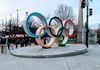 Olympic Rings welcoming you to the Centennial Olympic Park District in Atlanta, GA