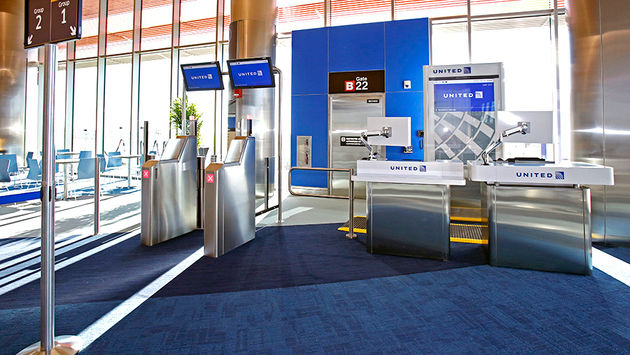 United gate at Boston's Logan International Airport.