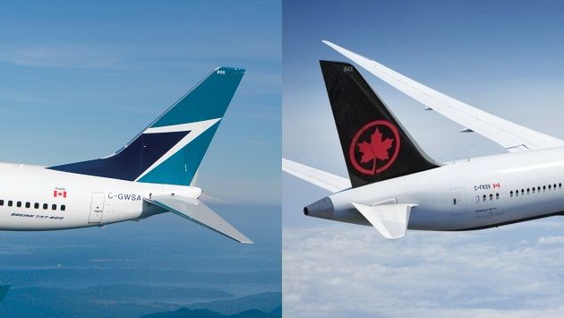 WestJet and Air Canada were the only two travel companies included on online job search website Indeed.com's top 25 employers in Canada.
