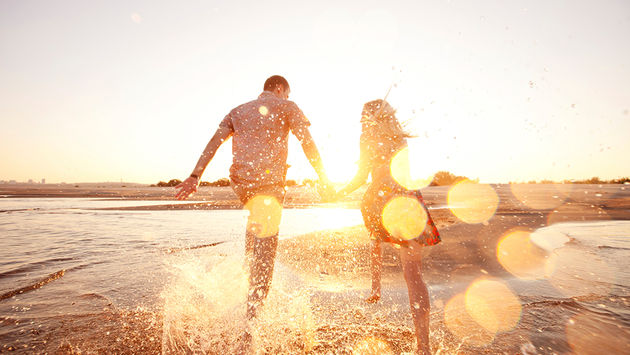 couple, romance, sunset, honeymoon, beach