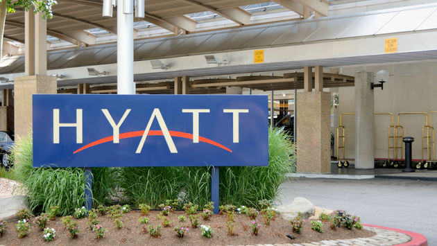A Hyatt hotel sign in Baltimore, Maryland