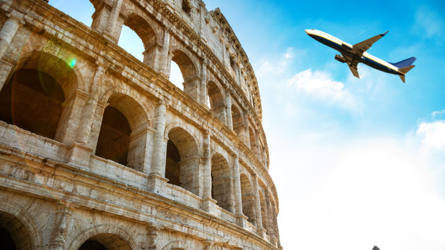 Italy, plane, coliseum, rome