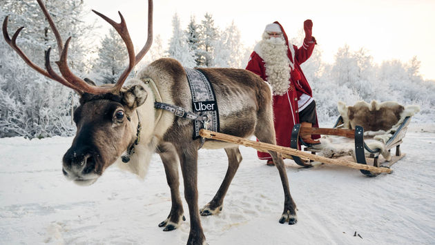 Uber Sleigh, Santa, reindeer, sleigh, Lapland, Finland, Rovaniemi, Apukka Resort