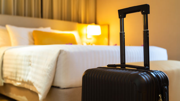Suitcase delivered to hotel room.