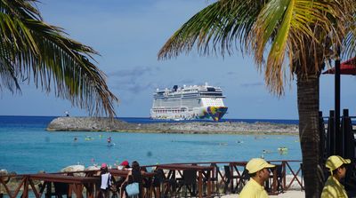 Norwegian Encore off Great Stirrup Cay in the Bahamas
