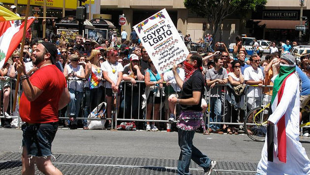 LGBTQ Egyptians marching in a US pride parade