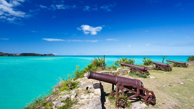 Old cannons at Fort James in Antigua