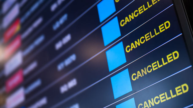 Flight cancellations at airport.
