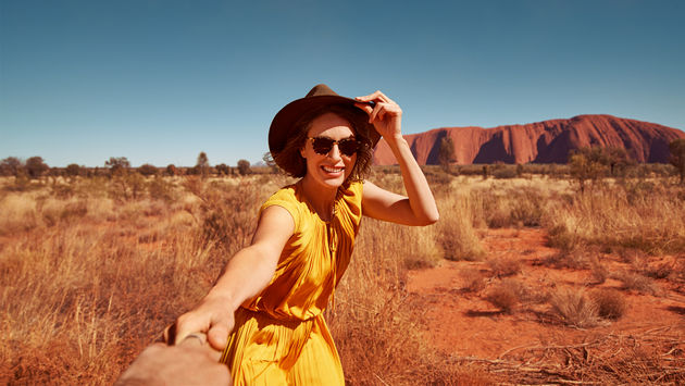 Traveler at Uluru, Australia