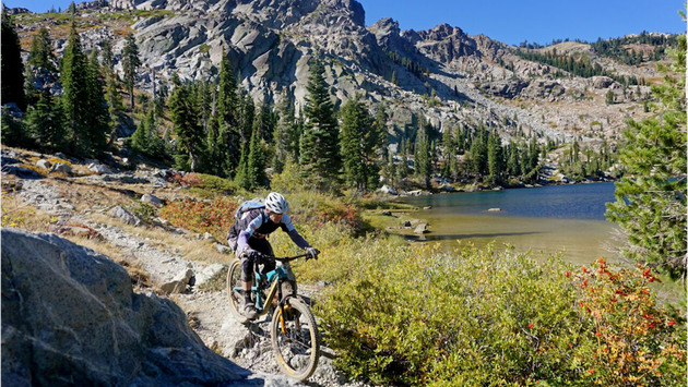Cyclist, cycling, biking, bike, trails, California, Sierras, mountains lakes, outdoor, activities
