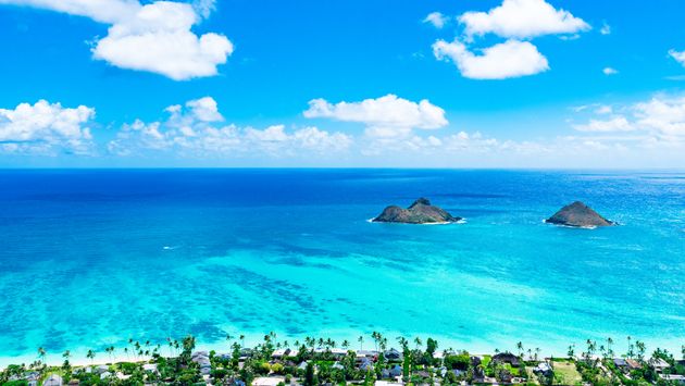 Aerial view of Hawaii's Lanikai Beach