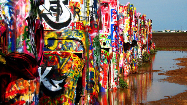 PHOTO: Cadillac Ranch in Amarillo, Texas is one of the stops along I-40 (Photo via Flickr/CGP Grey)