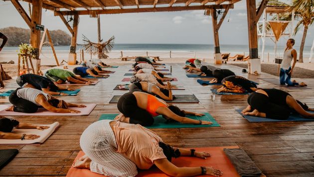 A yoga class at Selina Playa Venao in Panama