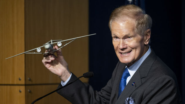 NASA, Boeing, Bill Nelson, model, aircraft, Sustainable Flight Demonstrator, Transonic Truss-Braced Wing