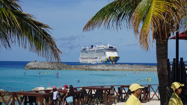 Norwegian Cruise Line ship at Great Stirrup Cay Bahamas