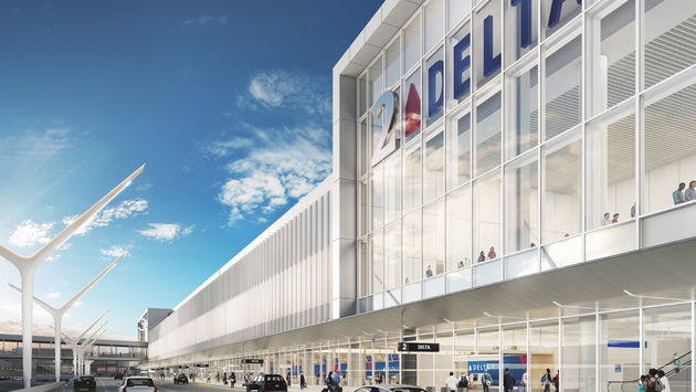 A rendering of the new Delta Sky Way at LAX project, which begins construction this fall.