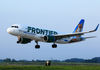 Frontier Airlines Airbus A320 landing at Cleveland Hopkins International Airport