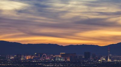 The Las Vegas Strip lit up at sunset