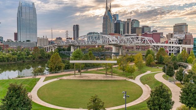 Nashville, Tennessee skyline along the Cumberland River