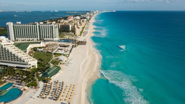 Aerial view of Cancun's Zona Hotelera