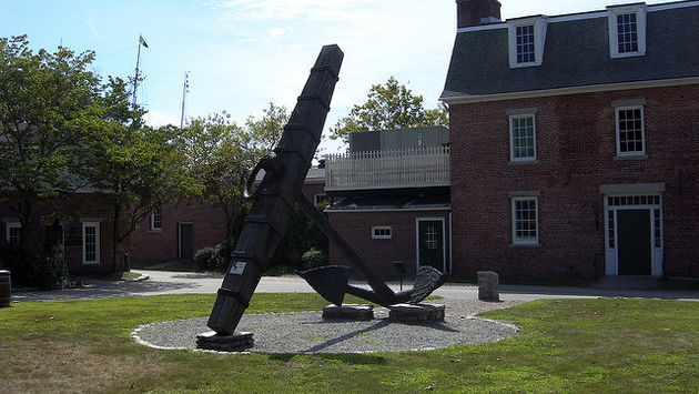 Anchor from an old British warship at Mystic Seaport's maritime museum in Connecticut