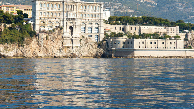 Monte Carlo harbor in Monaco with the Cousteau Oceanographic Museum