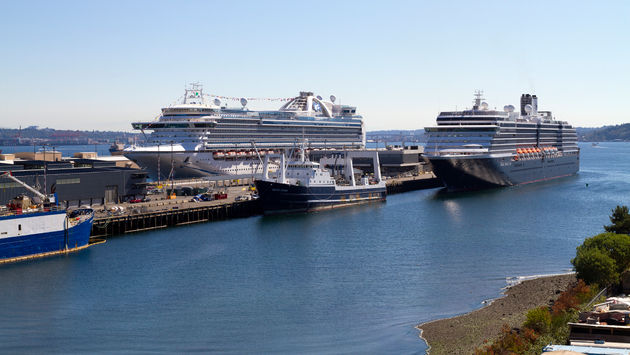 Cruise ships docked in Seattle, Washington