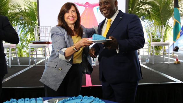 Carnival Cruise Line President Christine Duffy with Bahamas Prime Minister Philip Davis