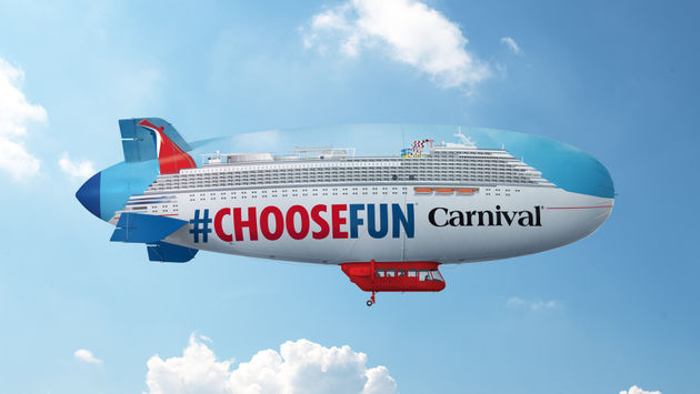 In the next 30 days, the Airship will float above Dallas and Houston. It then continues to the homeports of Galveston, New Orleans, Mobile, Tampa, Miami, Fort Lauderdale, Port Canaveral, Jacksonville and Charleston before ending in Atlanta. (Photo courtesy of Gary Miller/Carnival Cruise Line)