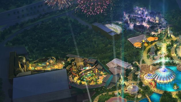 Universal's Epic Universe Rendering - Cropped to show where Nintendo Land and a Wizarding World area might be