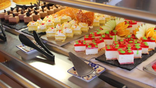 A dessert buffet on a cruise ship