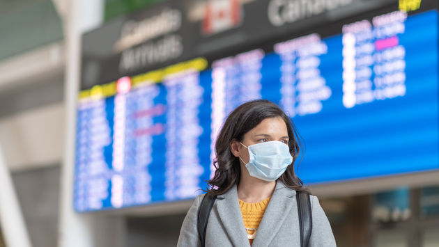 Traveling at the airport during the COVID-19 pandemic.