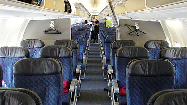 Interior of a Boeing 737, plane seats