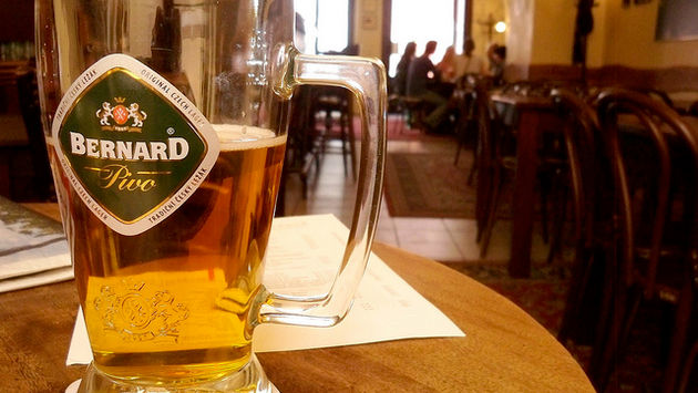 Half liter of Bernard lager at a Prague cafe