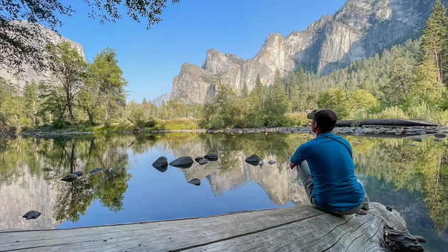 A traveler visiting Yosemite National Park