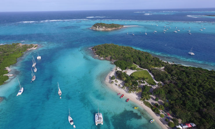 Sky view of Tobago Cays in St Vincent and the Grenadines