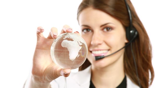 travel agent with globe