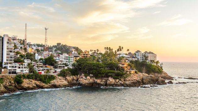 View of Acapulco in evening, Mexico