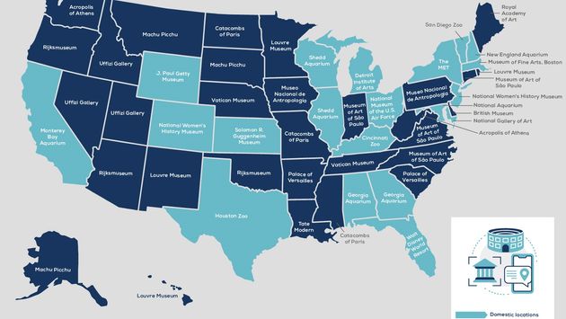 Pesquisa aponta o tour virtual mais popular em cada estado dos EUA