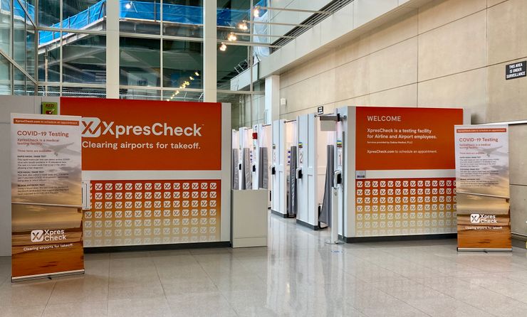 The XpresCheck COVID-19 testing facility at Boston Logan International Airport.