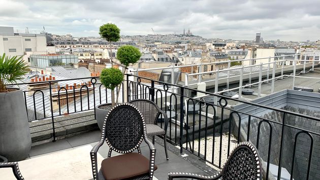 Rooftop in Paris with view of Sacre Coeur basilica