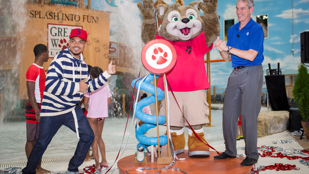 Great Wolf CEO Murray Hennessy, right, and Chance the Rapper