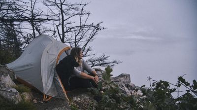 A camper enjoying the views in Shenandoah National Park