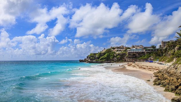 Picture of Crane Beach in Barbados with beautiful blue sky