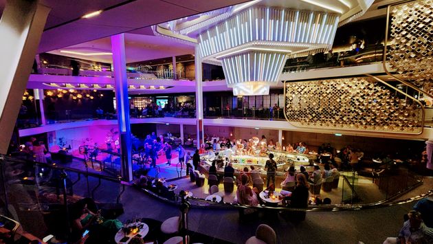 Celebrity Beyond, Celebrity Cruises, Grand Plaza, atrium, central, bar, entertainment